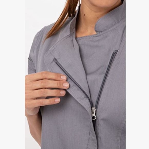 Chef Works Ladies Long Sleeve Chef Coat Jacket In Gray - Picture 2 of 8